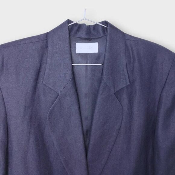 Lands End Womens Blazer Sz 16 Navy Linen 2 Button Sport Coat Preppy Classic Ivy - Picture 7 of 14